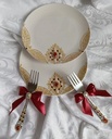 2 Assiettes +couverts decorés